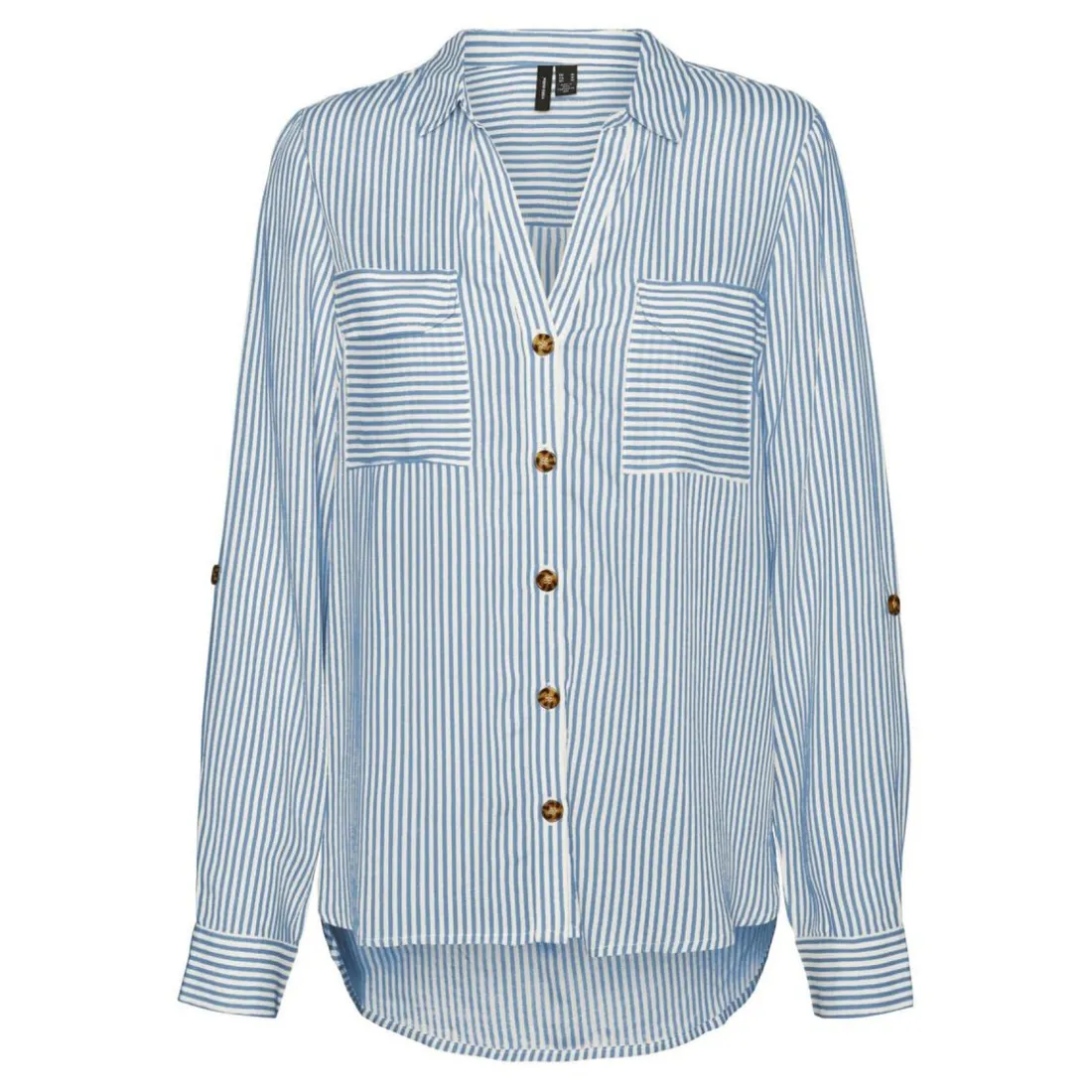 Chemise Regular Fit Rayures Col chemise Manches longues Longueur regular blanc en viscose Maëlys