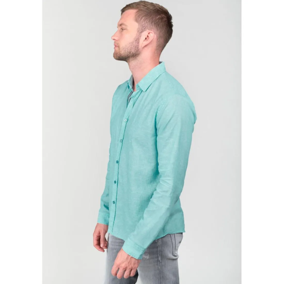 Chemise RODES bleu Dirk en lin