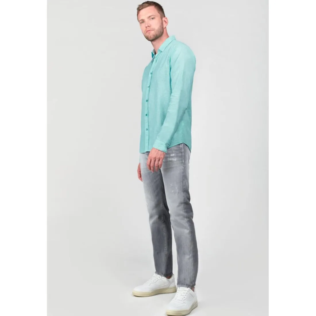 Chemise RODES bleu Dirk en lin