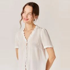 Chemise unie manches courtes écru