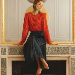Chemisier à pois Luna orange en viscose