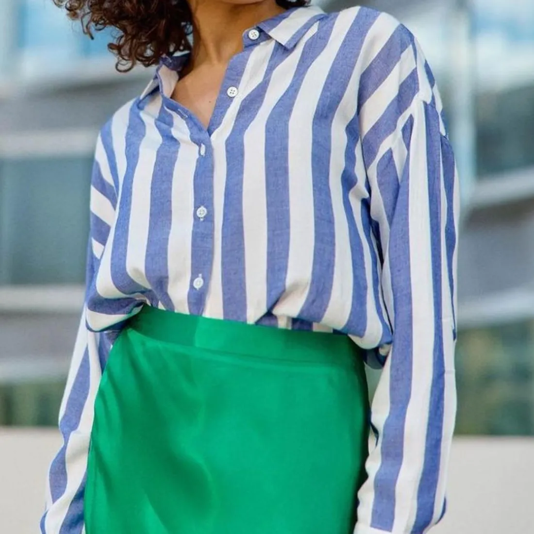 Chemisier à rayures bleu CLARA en viscose