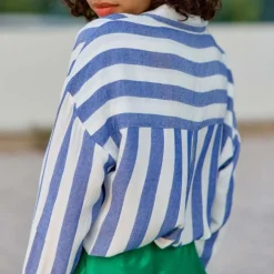 Chemisier à rayures bleu CLARA en viscose