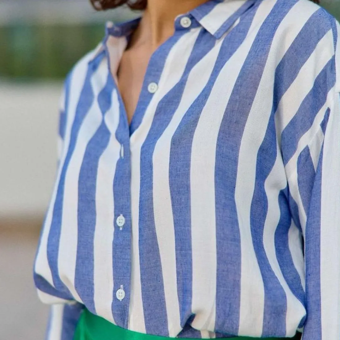 Chemisier à rayures bleu CLARA en viscose