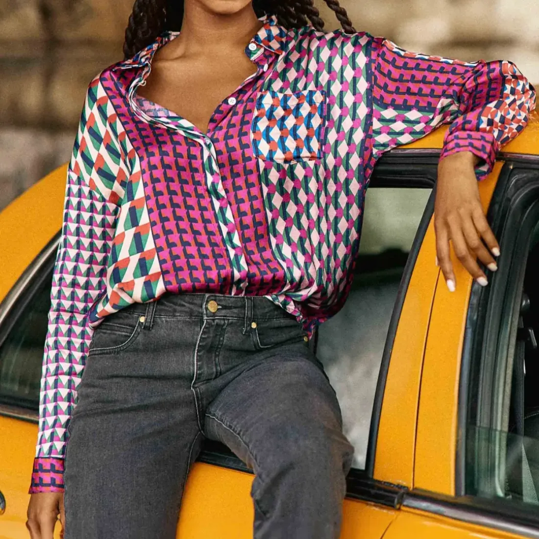 Chemisier CHANICE patch geo violet en viscose