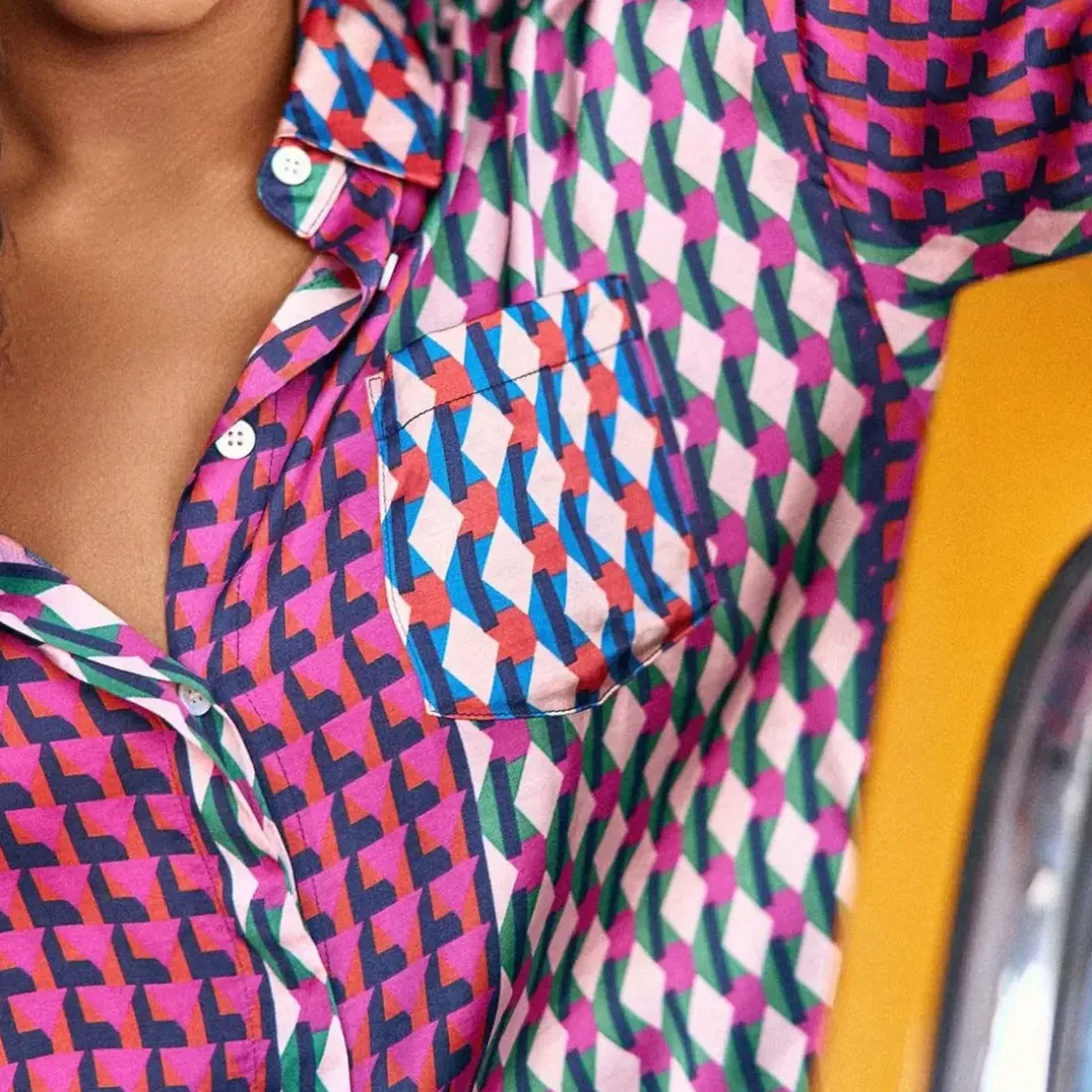 Chemisier CHANICE patch geo violet en viscose