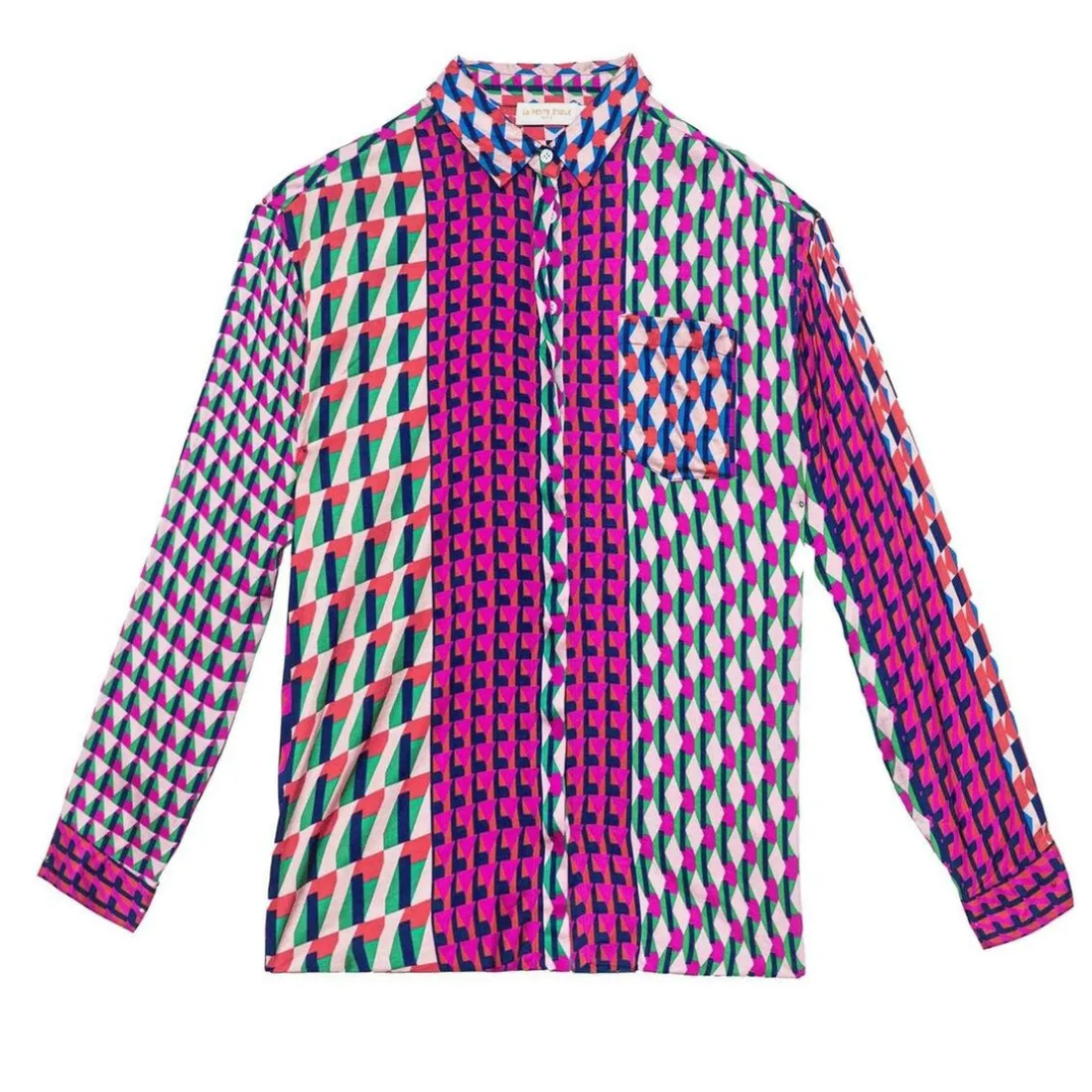 Chemisier CHANICE patch geo violet en viscose