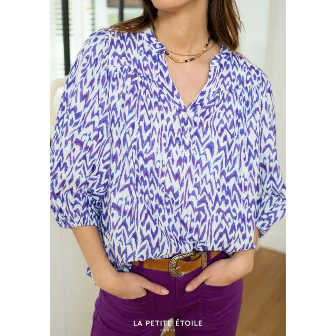 Chemisier NATA violet en coton