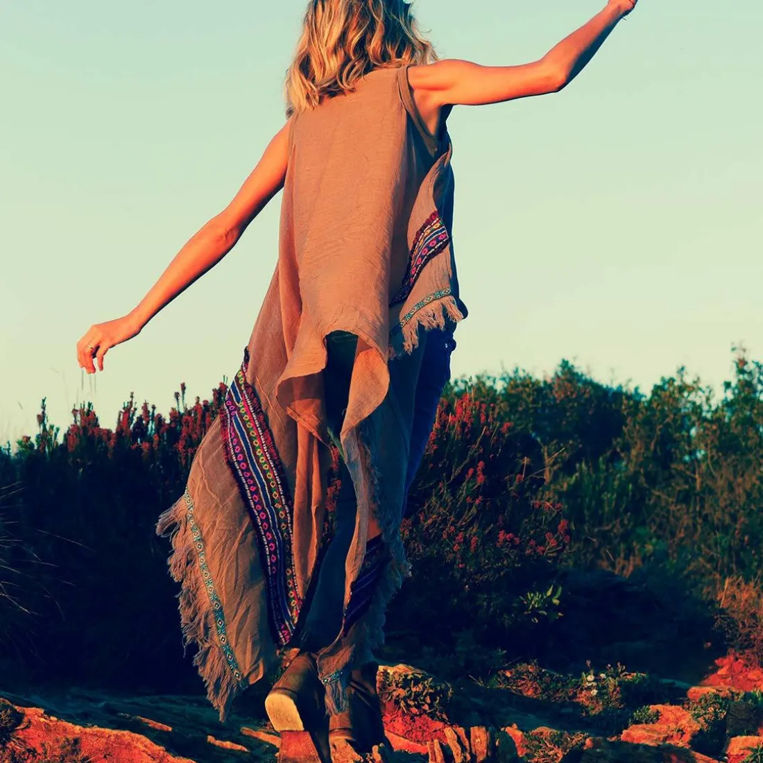 Coachella - Pareo marron en coton