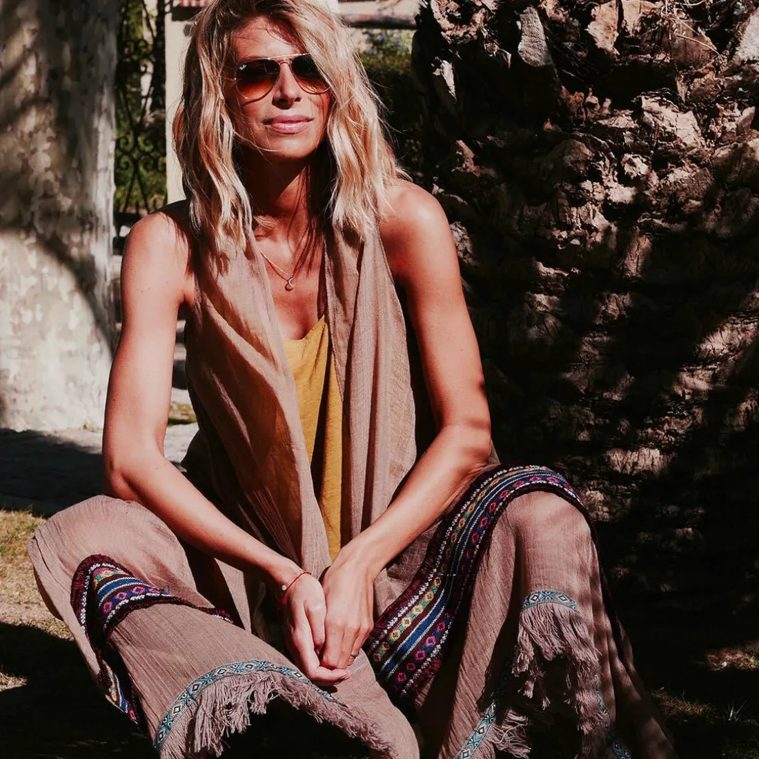 Coachella - Pareo marron en coton
