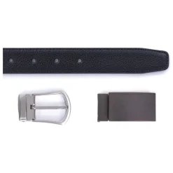 Coffret ceinture 2 boucles - Cuir de vachette noir
