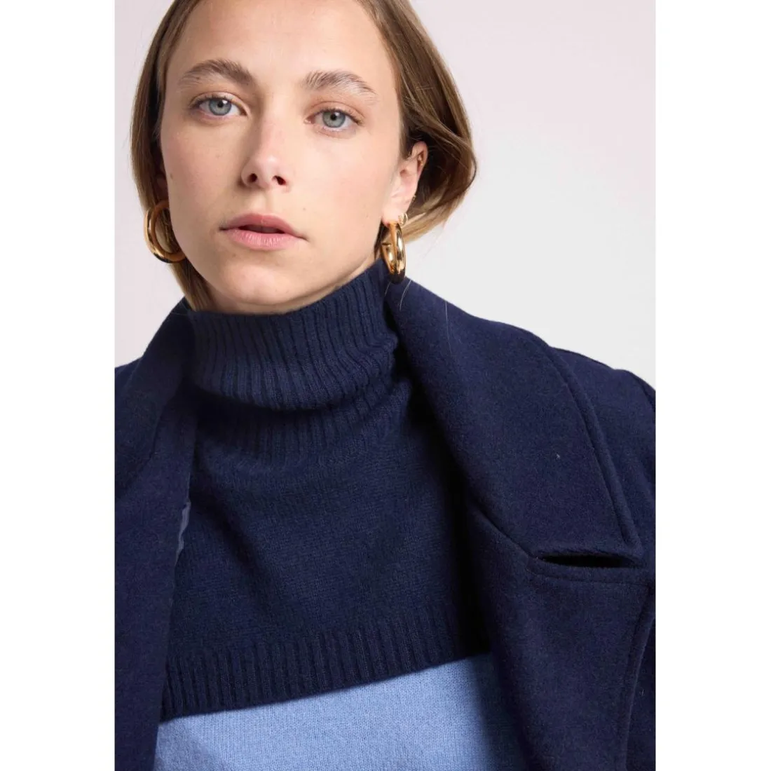 Col roulé PAULA en cachemire bleu marine
