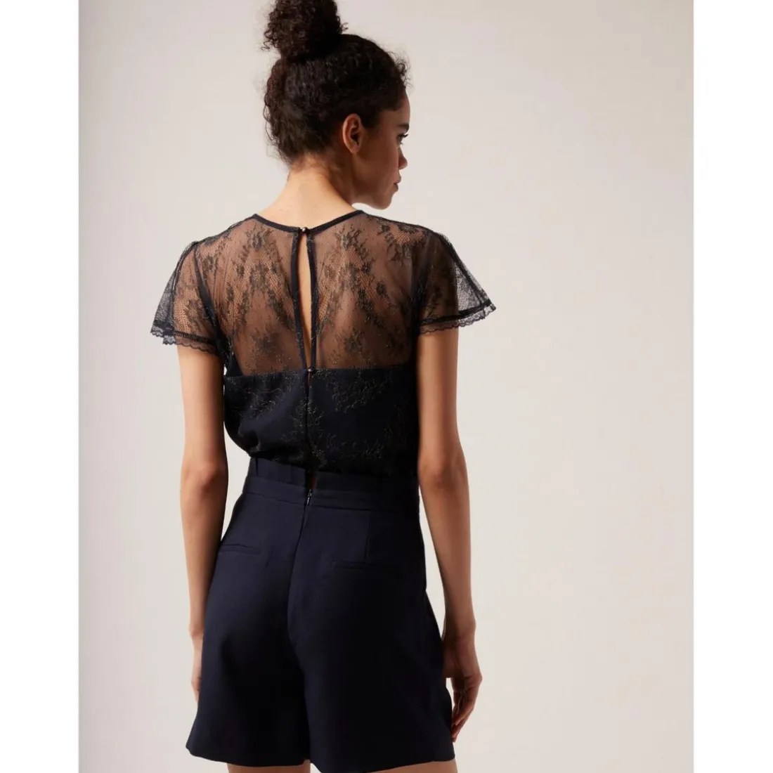 Combinaison détail dentelle et lurex bleu
