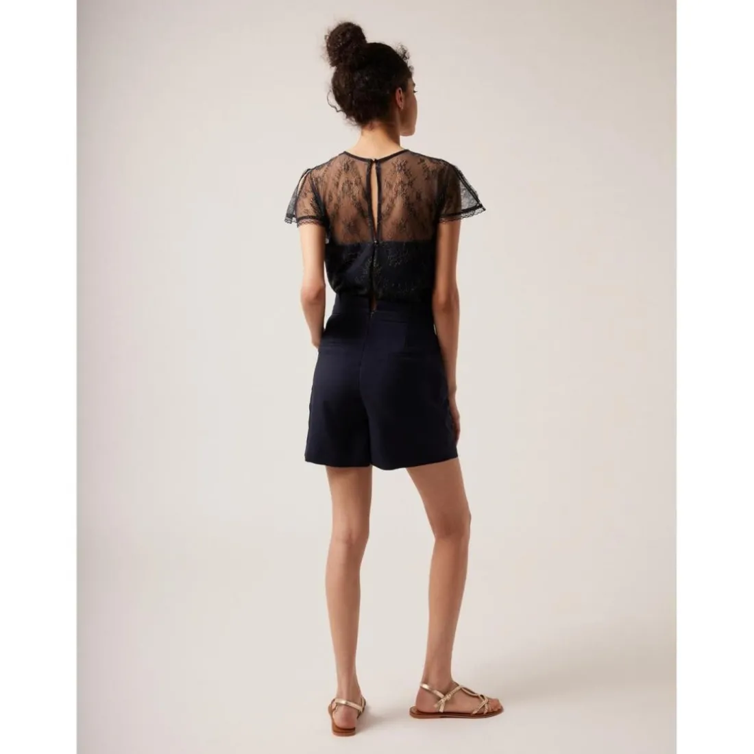 Combinaison détail dentelle et lurex bleu