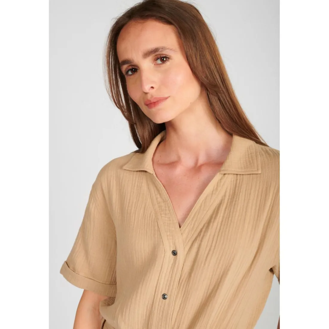 Combinaison short AYOTE beige Molly marron en coton
