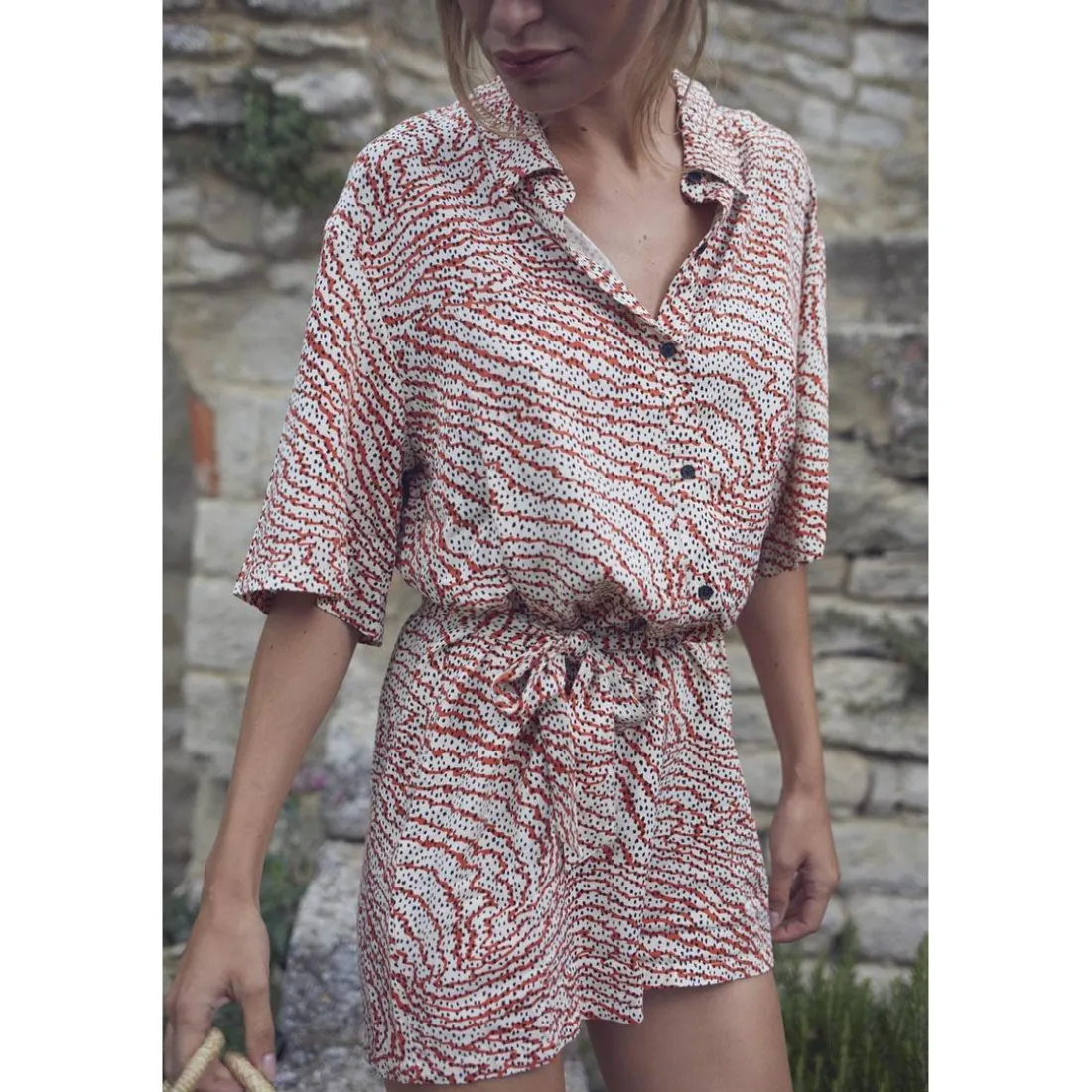 Combinaison short ZELY orange en viscose