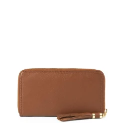 Compagnon Zippé autour MADEMOISELLE ANA marron en cuir
