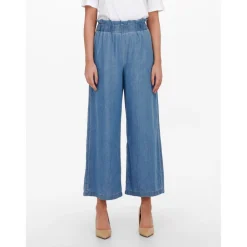 Coupe à jambe large Ceinture élastiquée bleu
