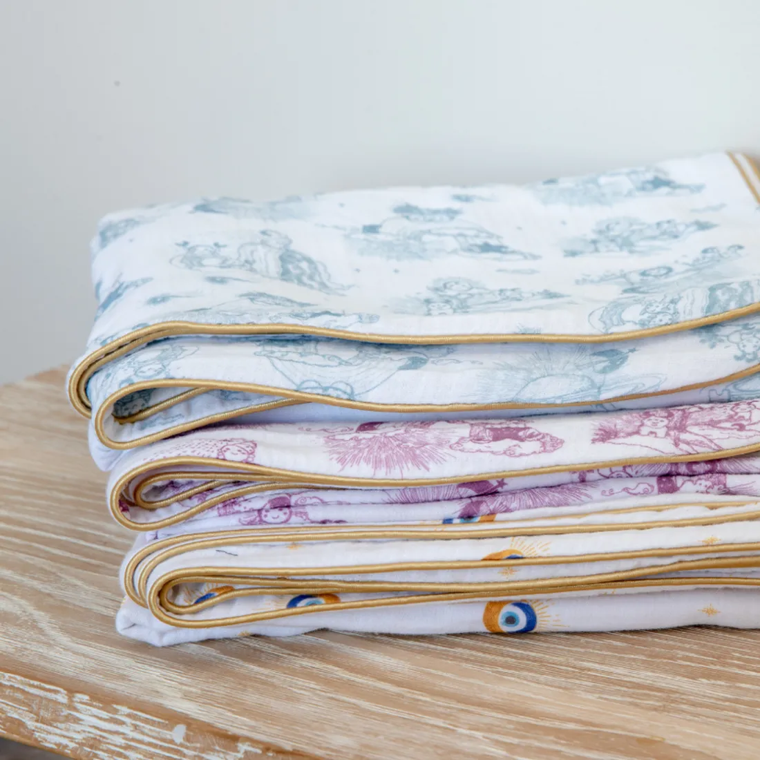 Couverture mi saison pour bébé Jouy bleu