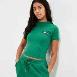 Crop tee manches courtes CHELU vert en coton