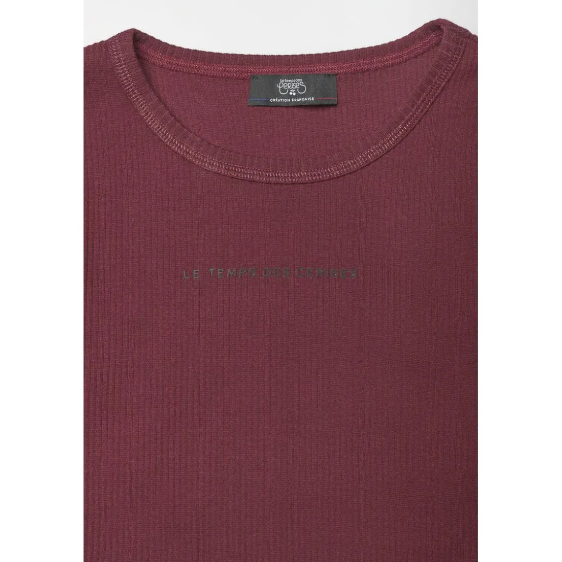 Crop top fille Virginia bordeaux rouge en coton