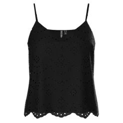Débardeur à motifs brodés Vilde noir en coton Adele