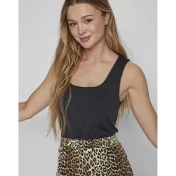 Débardeur bodycon fit col rond noir Léna