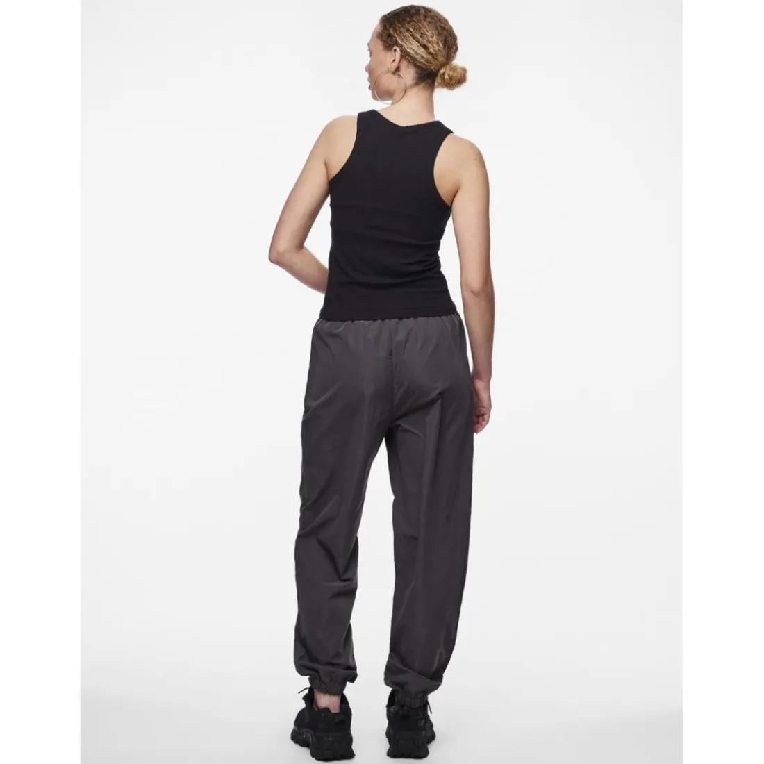 Débardeur col rond noir en viscose