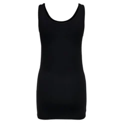 Débardeur Col rond Sans manches Coupe plus longue noir en coton Yas