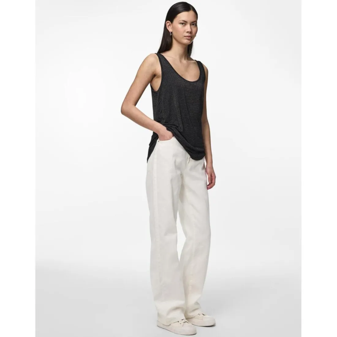 Débardeur en viscose lurex Billo bleu Lana