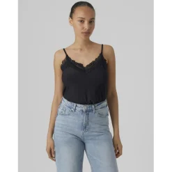 Débardeur longueur regular col rond sans manches noir Zara