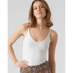 Débardeur spaghetti Slim Fit Col en V Sans manches Longueur regular noir Xena