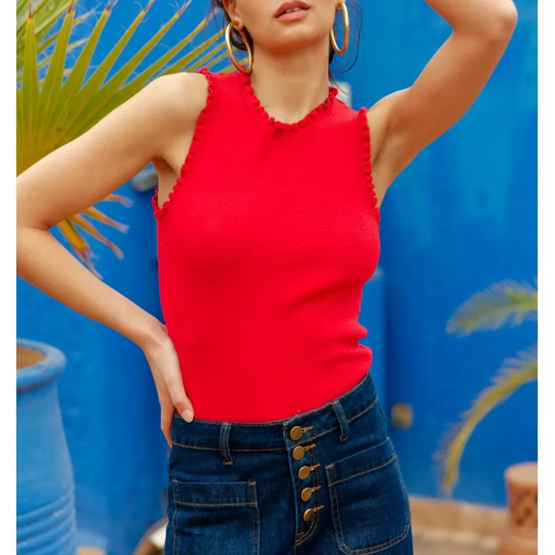 Debardeur DOLFERI rouge en viscose