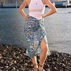 Debardeur DYANE blanc/bleu en coton
