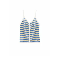 Debardeur maille MEVENA bleu en coton