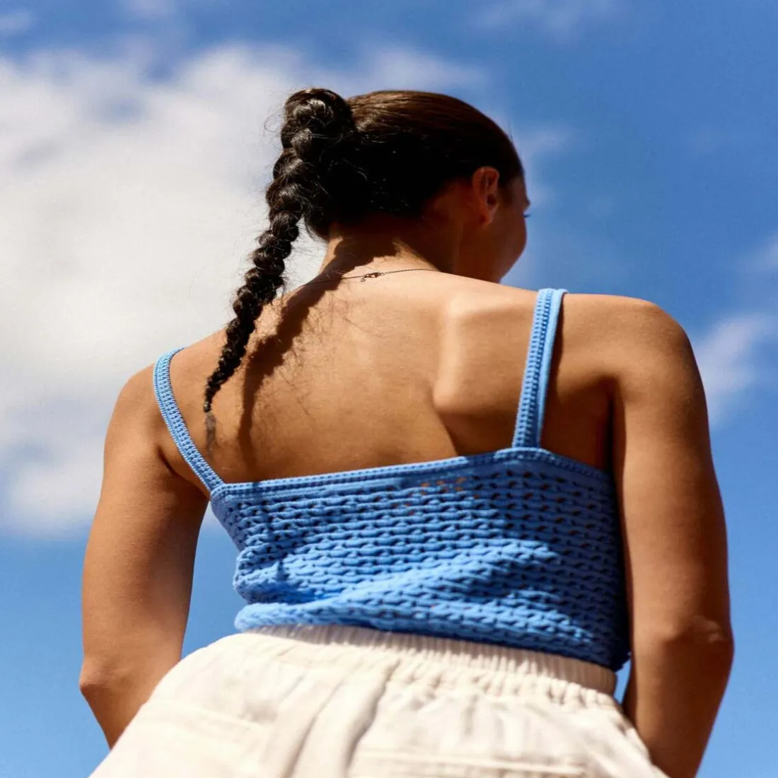 Debardeur maille MIRELA bleu en coton