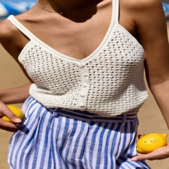 Debardeur maille MIRELA blanc en coton