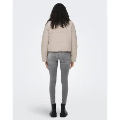 Doudoune Col haut Manches longues Court beige