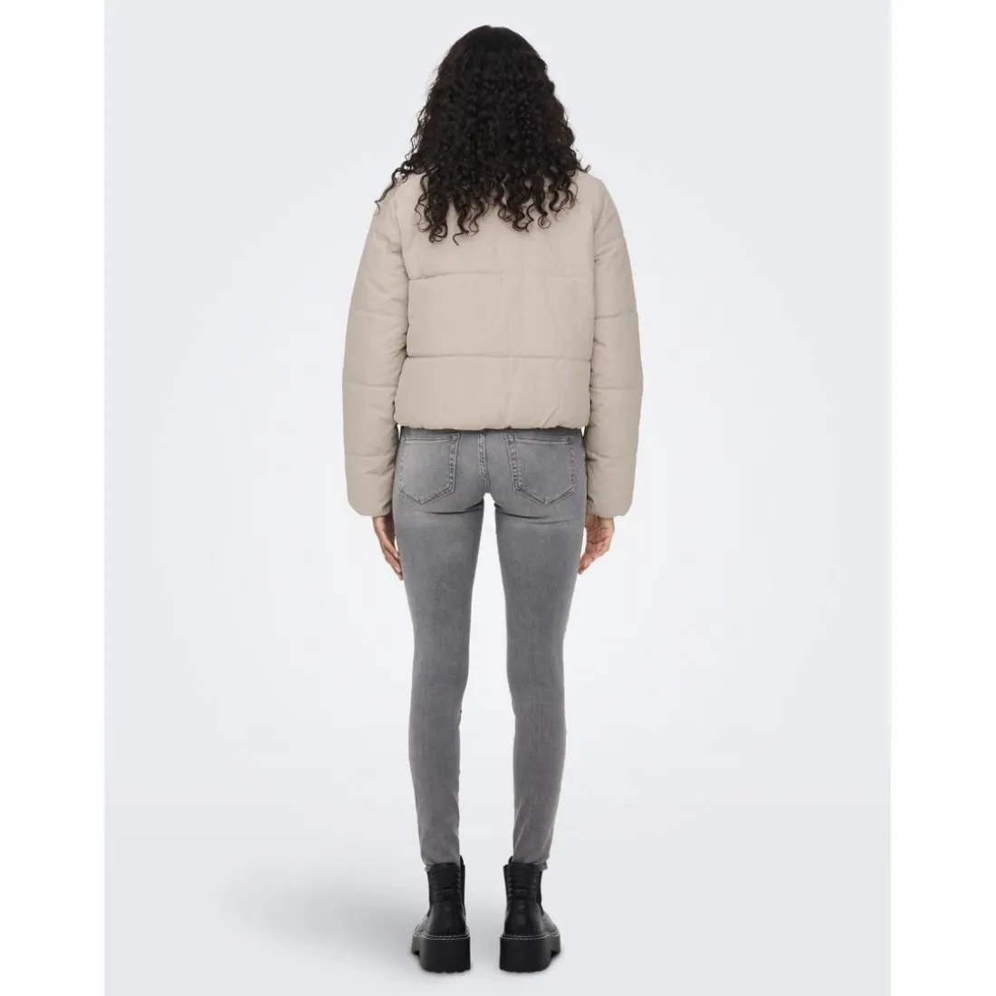Doudoune Col haut Manches longues Court beige