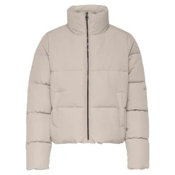 Doudoune Col haut Manches longues Court beige