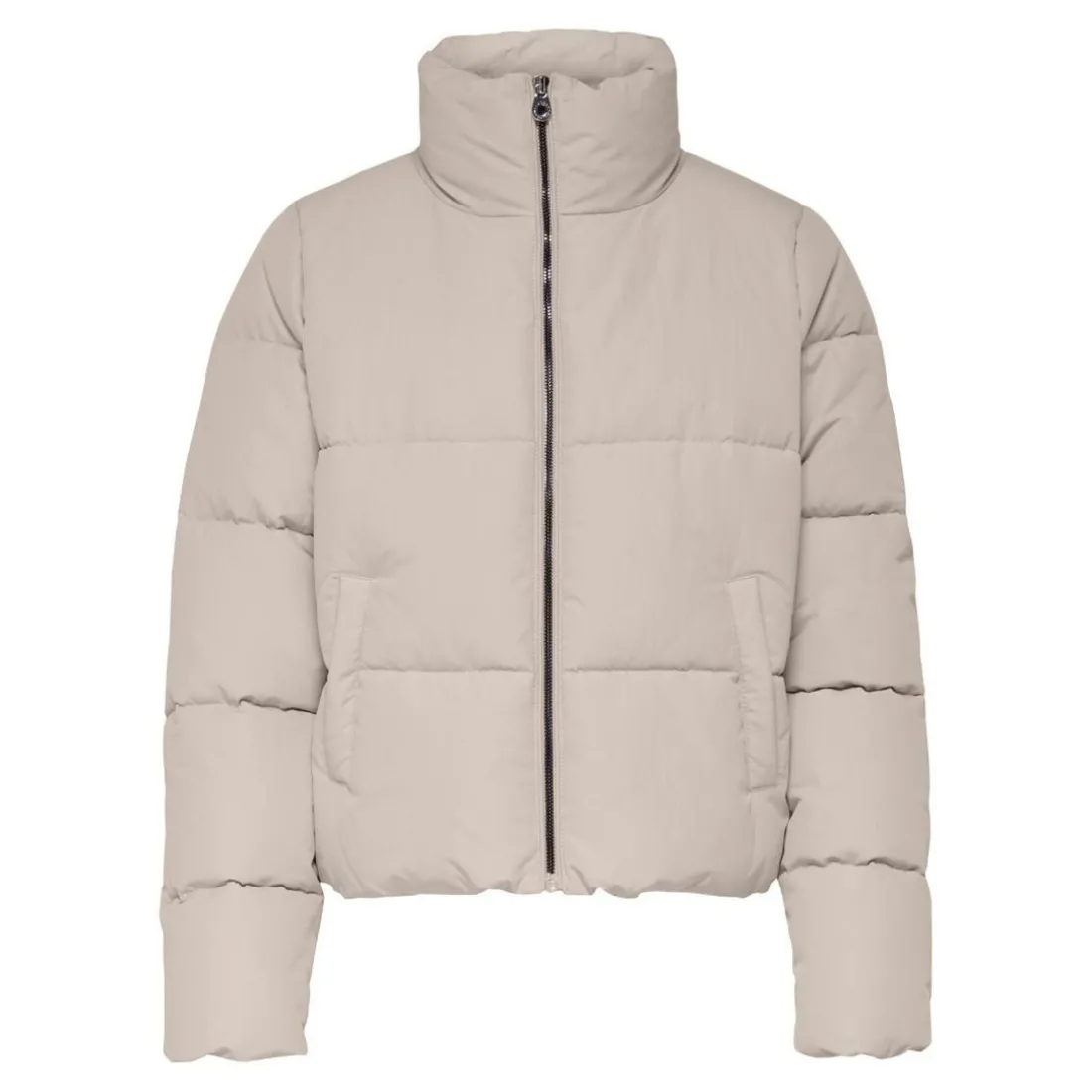 Doudoune Col haut Manches longues Court beige