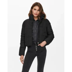 Doudoune Col haut Manches longues Court noir