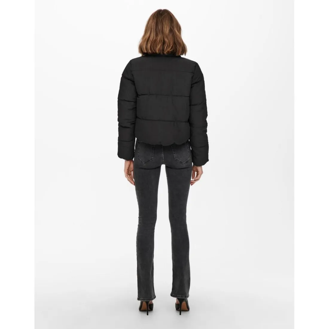 Doudoune Col haut Manches longues Court noir