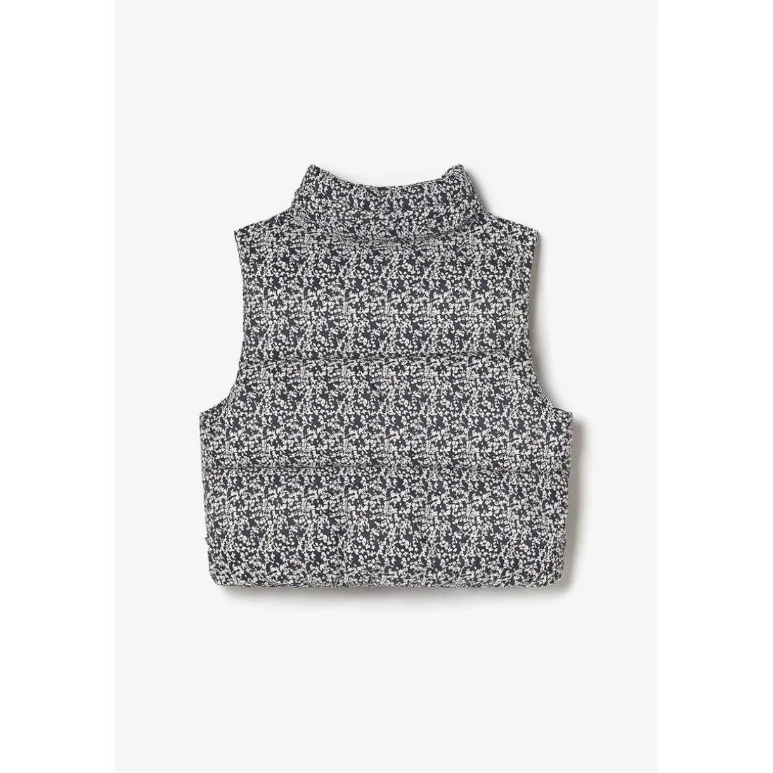 Doudoune fille sans manches Wynagi à motif floral bleu nuit et blanc