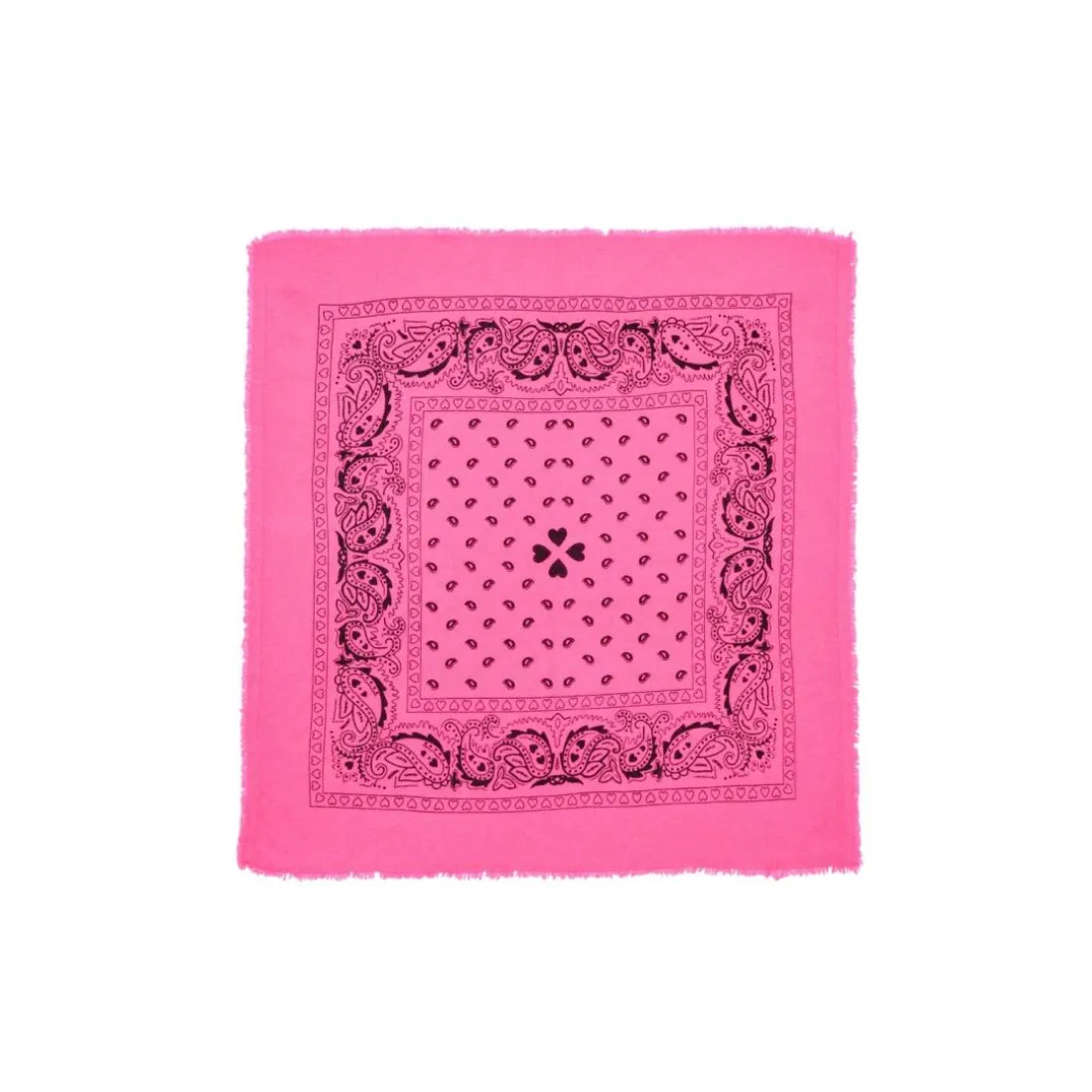 Echarpe bandana unisexe ARIZONA/FLUO PINK PRINT BLACK en cachemire rose fluo dessin noir
