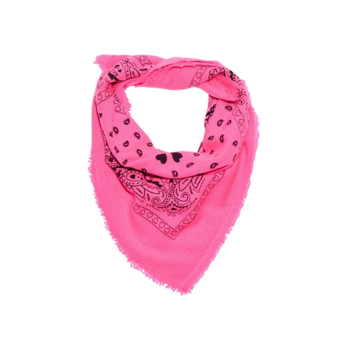 Echarpe bandana unisexe ARIZONA/FLUO PINK PRINT BLACK en cachemire rose fluo dessin noir