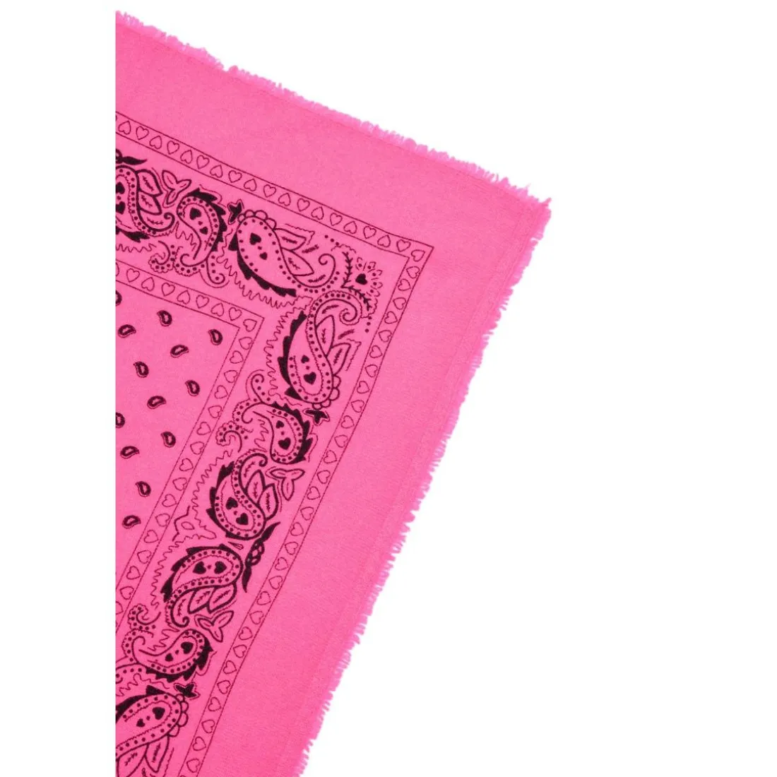 Echarpe bandana unisexe ARIZONA/FLUO PINK PRINT BLACK en cachemire rose fluo dessin noir