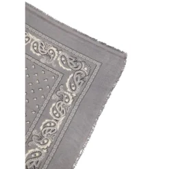 Echarpe bandana unisexe ARIZONA/GREY PRINT ECOPAPER AND BLACK en cachemire gris dessin blanc et noir