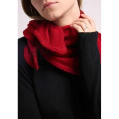 Echarpe carree franges unisexe IRMA en cachemire bordeau bordeaux