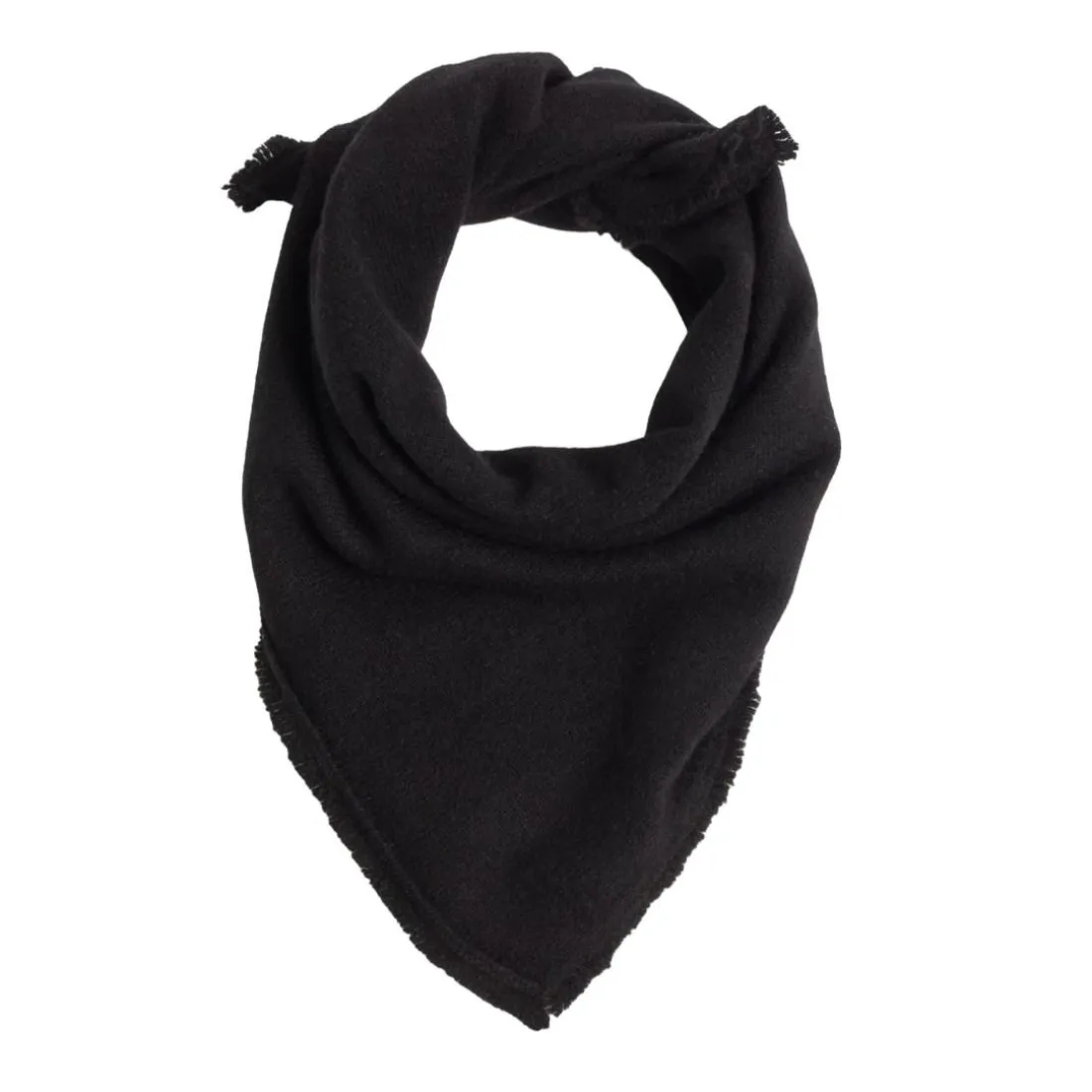 Echarpe carree franges unisexe IRMA en cachemire noir